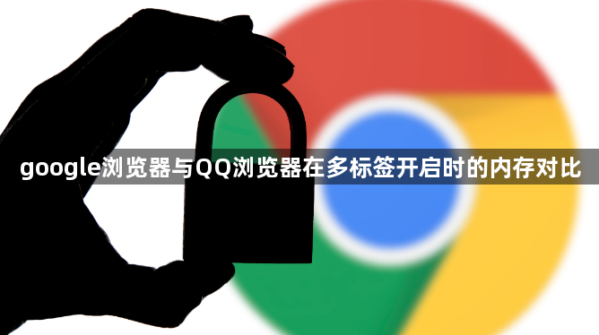 google浏览器与QQ浏览器在多标签开启时的内存对比1
