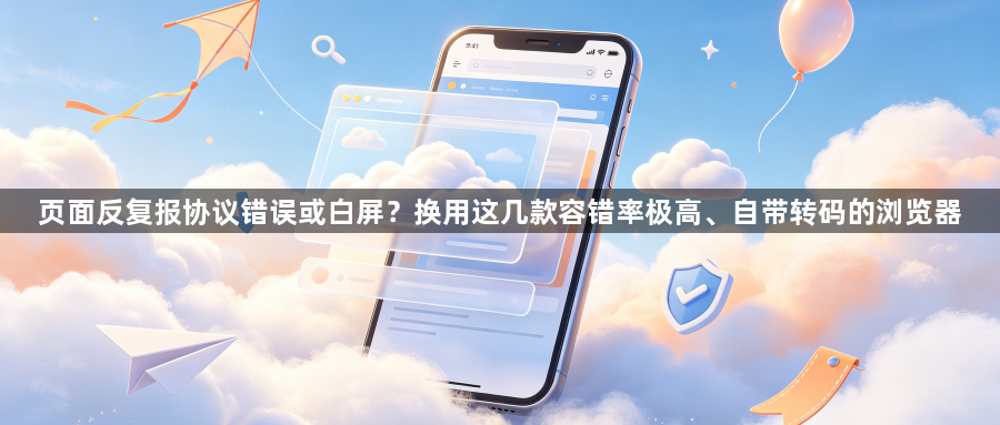 页面反复报协议错误或白屏？换用这几款容错率极高、自带转码的浏览器1